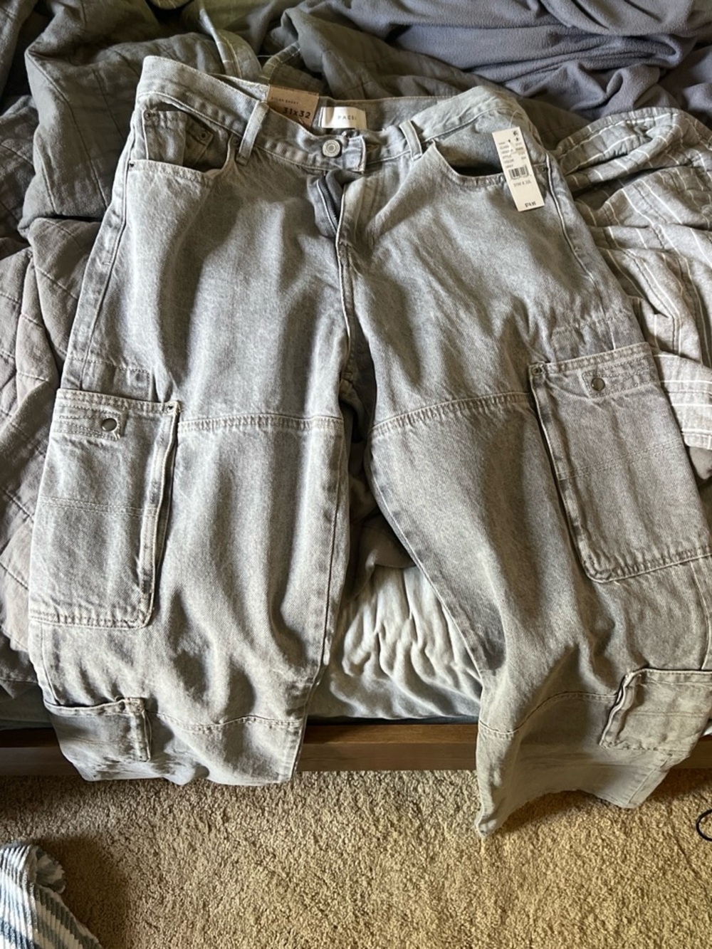 PacSun Men's Light Gray Cargo Pants with Utility Pockets